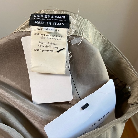 Giorgio Armani Vintage Wool Pencil Skirt w/ Rayon Lining Tan Medium - Picture 4 of 5